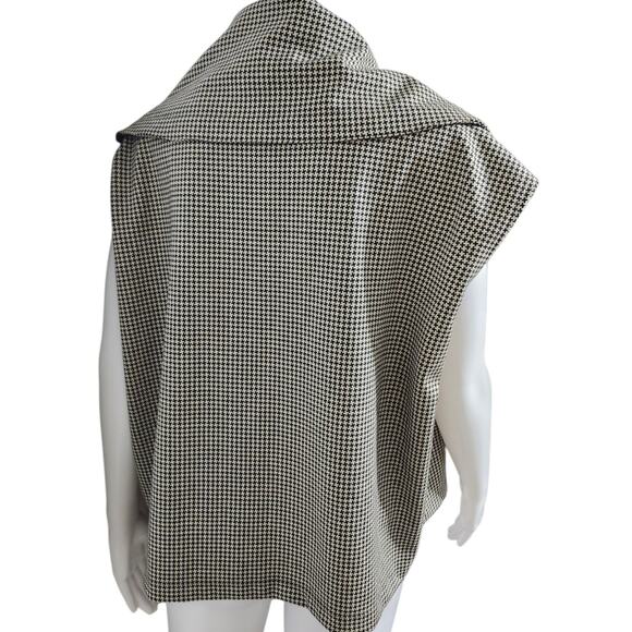 Bryn Walker Black White Houndstooth Ruched Sides Zip Up Vest - Sz. XXS Oversize - Picture 7 of 9